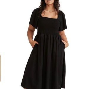 Madewell linen blend smocked midi
